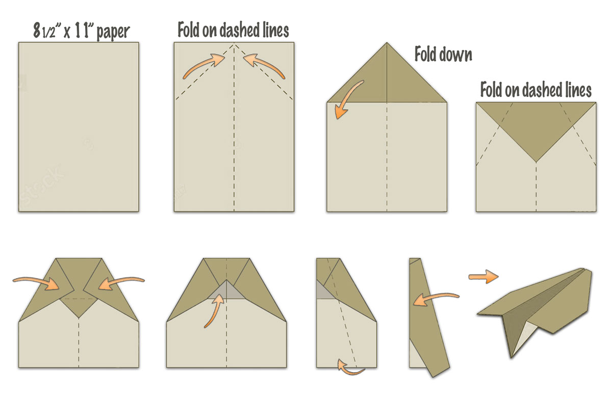 Paper Floater Plane folding diagram